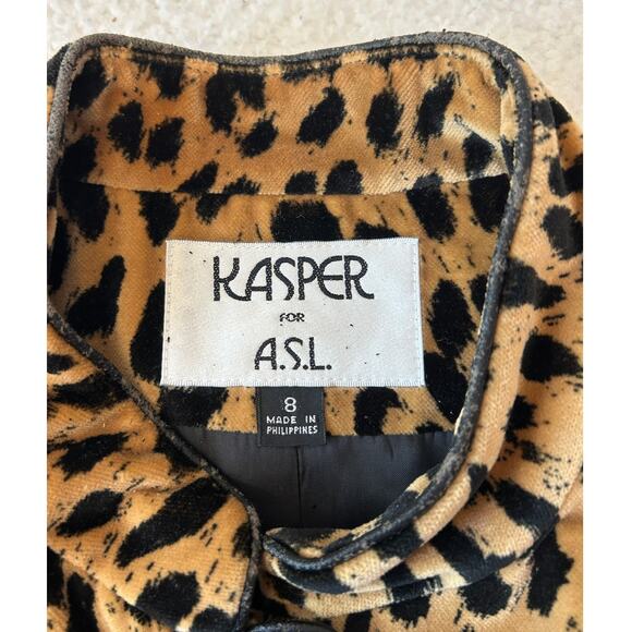 Kasper for A.S.L. Blazer Women's Sz 8 Animal Print Lined Pockets Button Front - Picture 8 of 9